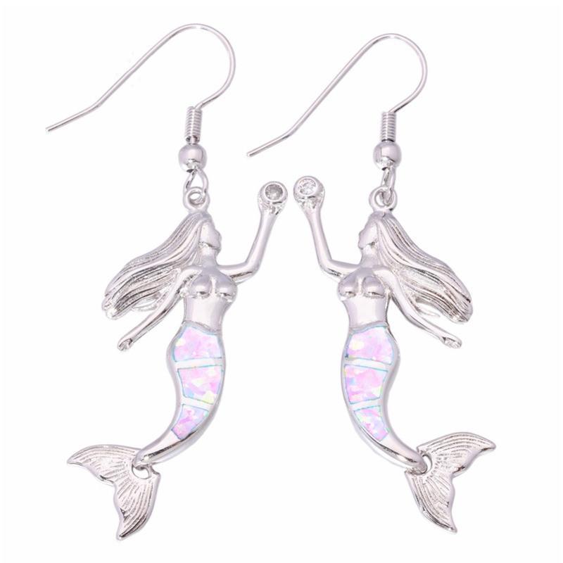 European and American wish mermaid multi-color opal earrings ear hook women s simple versatile earrings