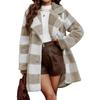 European and American cross-border autumn/winter new double-sided plush casual plaid long lapel button cardigan, women's jacket