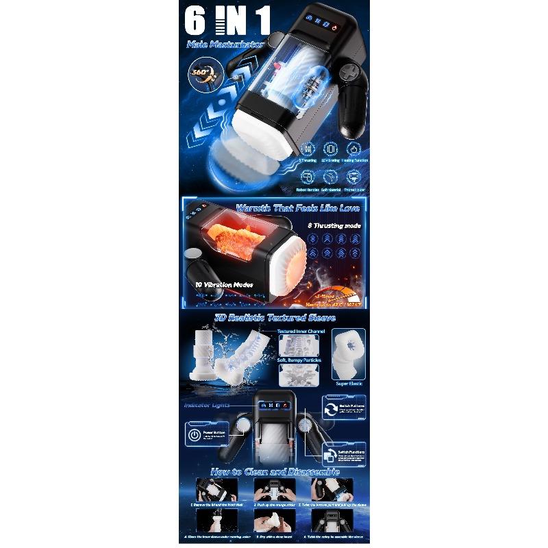 Automatic Male Masturbator Sex Toy Pocket Pussy Thrusting Handle Blowjob Machine Stroker Adjustable Phone Holder Men Pleasure