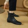 Fashion NEW Autumn Women Boots Gnueine Leather Shoes for Women Square Toe Low Heel Shoes Black Zipper Ankle Boots Handmade Modern Boots
