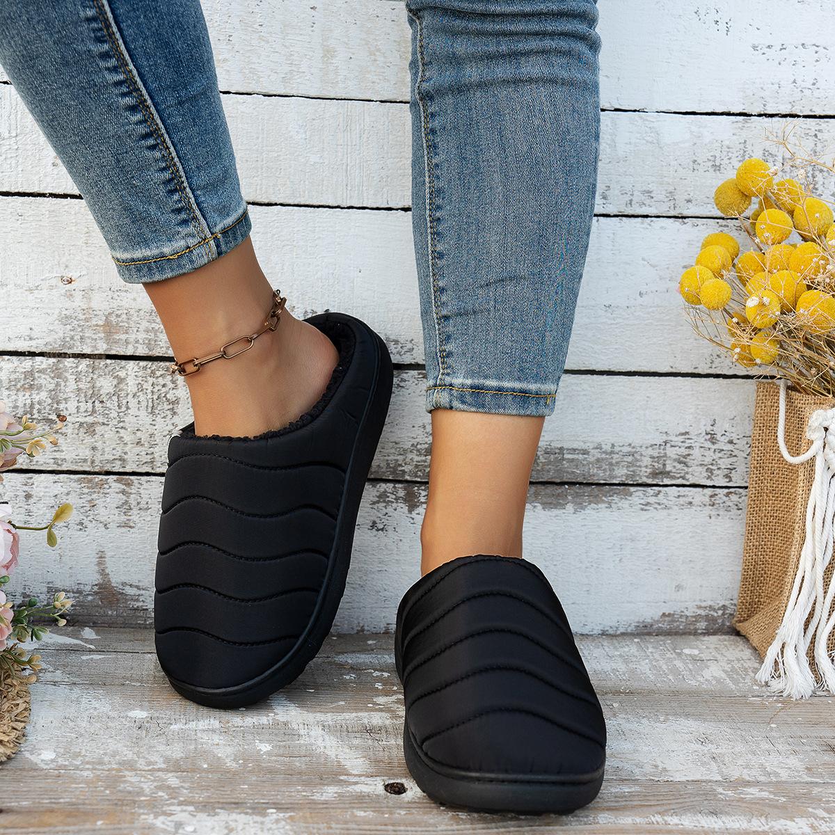 

Waterproof raincoat cloth memory cotton men s and women s cotton slippers lazy one pedal 38 чорний