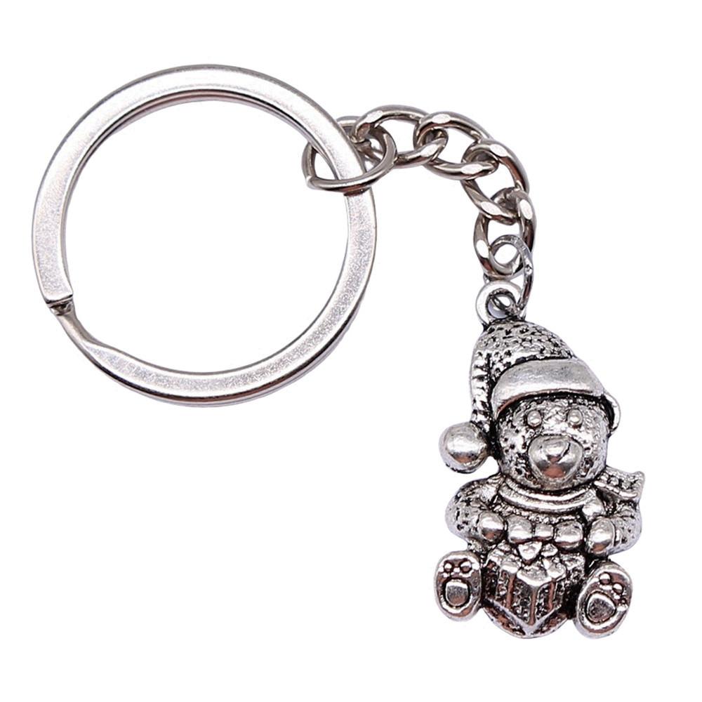 Merry Christmas Keychain Letter Charm Holiday Key Holder 28mm Ring