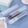 2 Pack Clear Plastic Expandable Pencil Holder with Hanging Rope for Desk and Travel