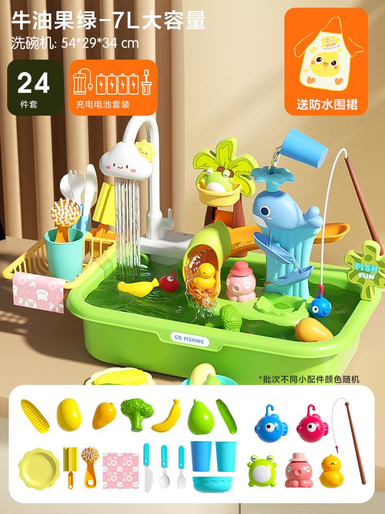 

Дитяча електрична посудомийна машина Ігровий будиночок Кухонний іграшковий набір зелений