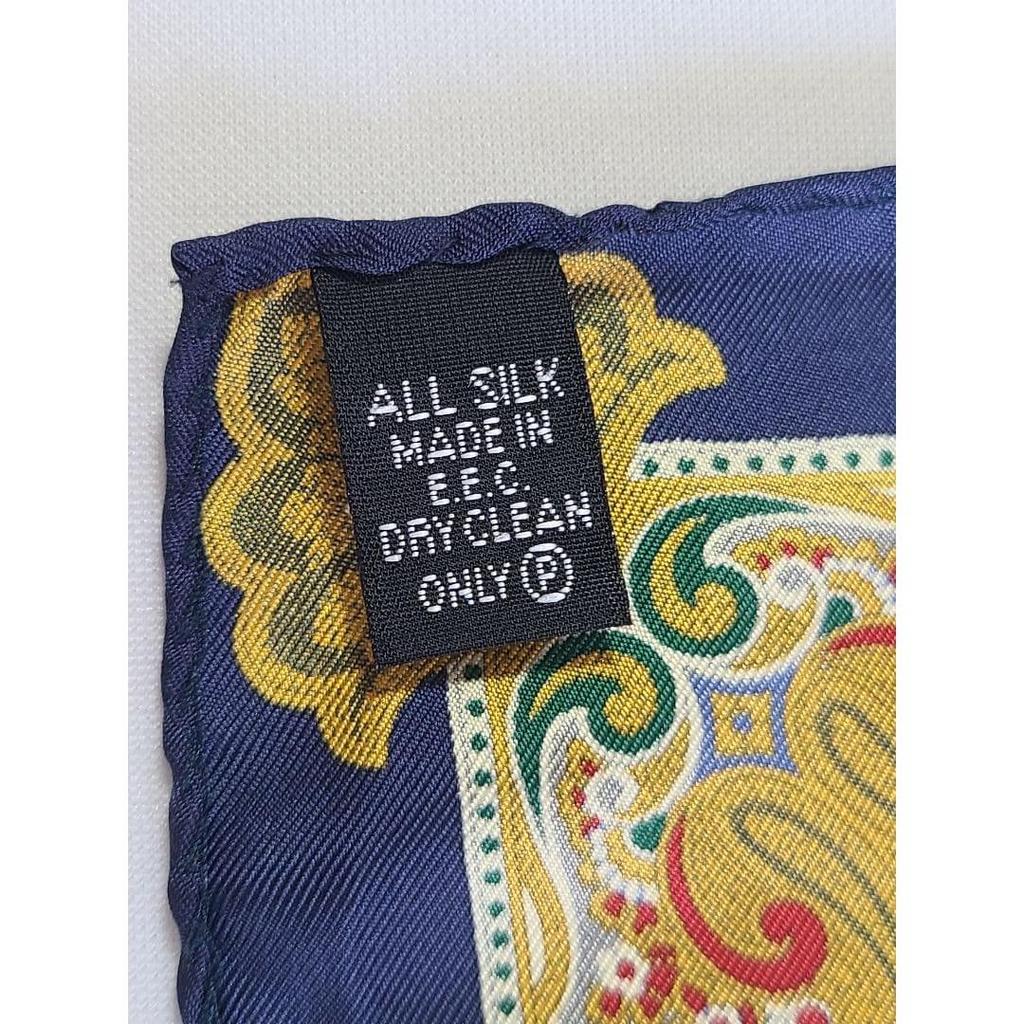 Used Reduced price luxury hand-sewn vintage silk scarf with crest and paisley pattern