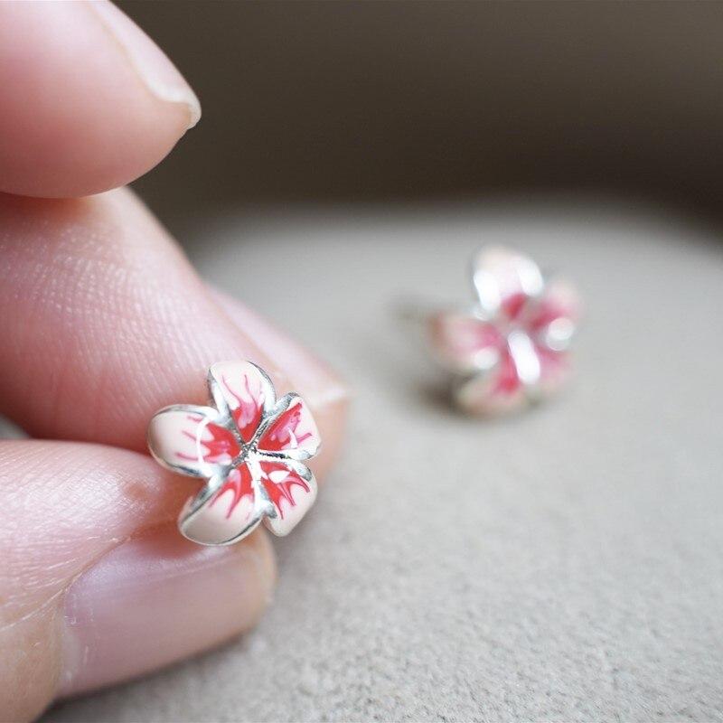 New Fashion Cute Flower 925 Sterling Silver Jewelry Colorful Flower Temperament Beautiful Women Stud Earrings E236