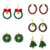 1Pair Christmas Tree Wreath Earrings Bell Xmas Dangle Earrings Fashion Christmas Earrings  Girls