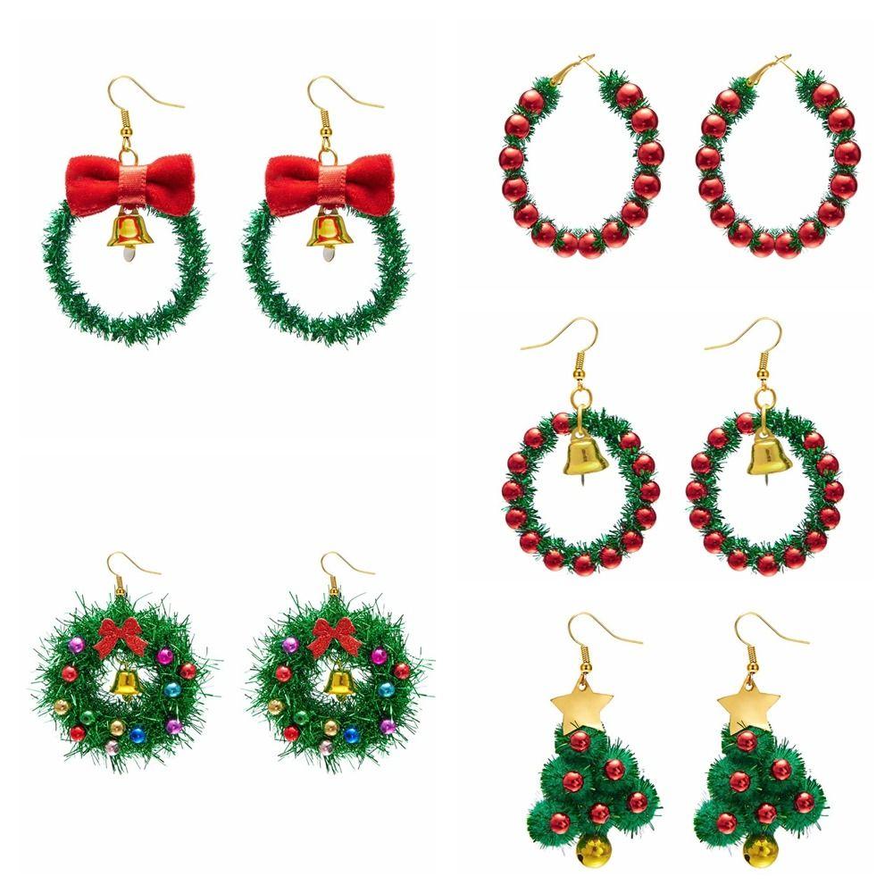 1Pair Christmas Tree Wreath Earrings Bell Xmas Dangle Earrings Fashion Christmas Earrings  Girls