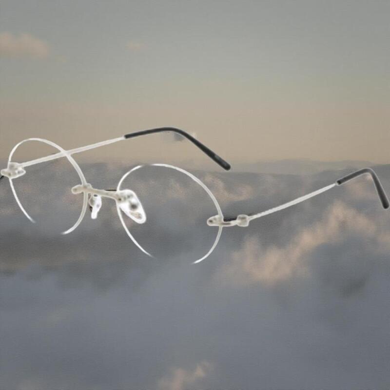 

Unisex Steel Color Slim Rimless Round Fashion Glasses matte black