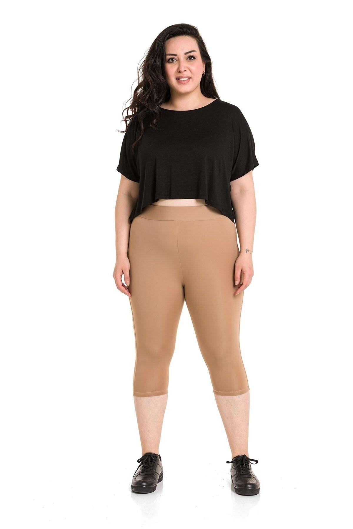 

Women s Style Plus Size Leggings Large Size Leggings With Elastic Waistband And Stitched Below Knee Mink 2XL
