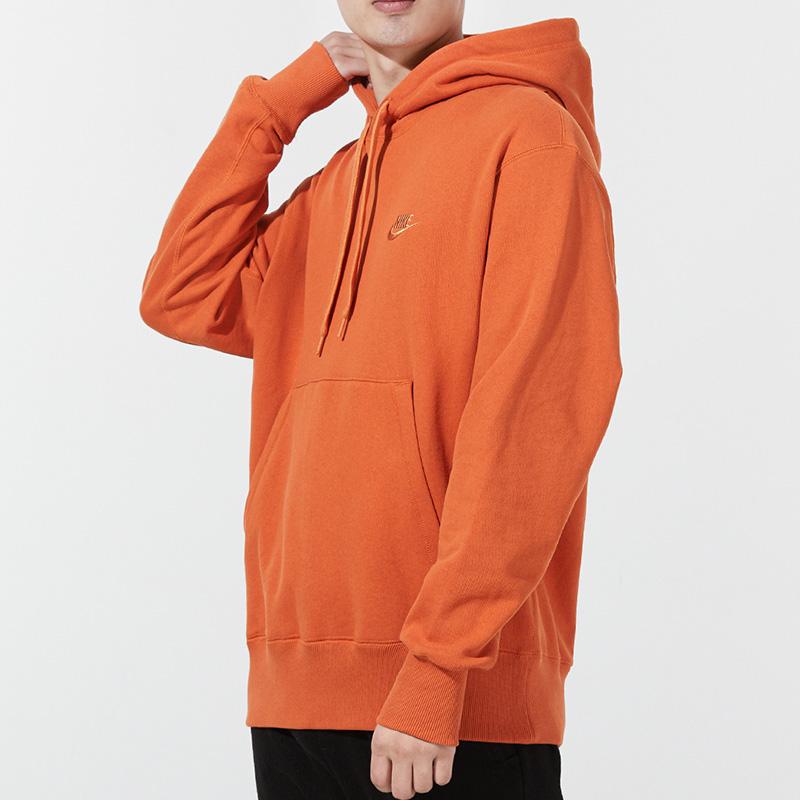 Nike French Terry Embroidered Logo Hoodie Men Sweatshirt Orange DA0024-881