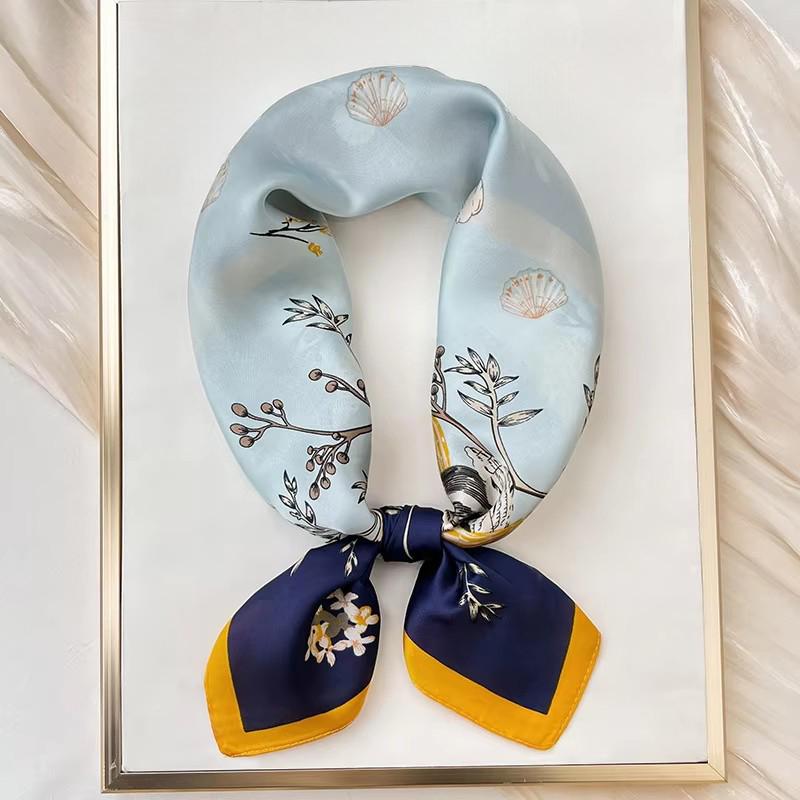 Foulard Quadrato in Seta a Pois di Lusso Fasce per Capelli Hijab da Donna Foulard da Collo Sciarpa di Raso Femminile Fascia per Capelli Wraps alla Moda Bandana