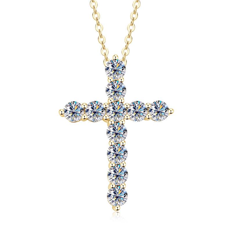 Shiny Cubic Zirconia Cross Pendant Necklace Silver Plated Christian Religiou JewelryDainty SparklyChai Necklace Gift for Women Girls Faith Accessory