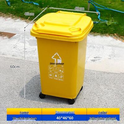 OEING 50L Sanitation Trash Can with Lid and Wheels