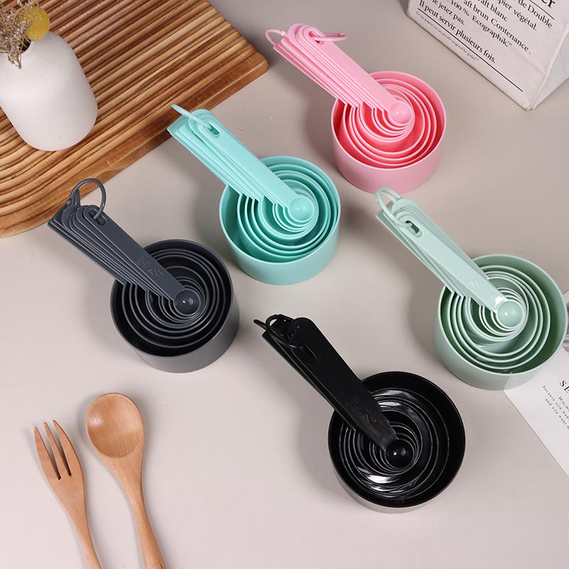 10Pcs/Set Plastic Measuring Tools Stackable Measuring Spoons Teaspoon Sugar Scoop Cake Baking Flour Measuring Cups