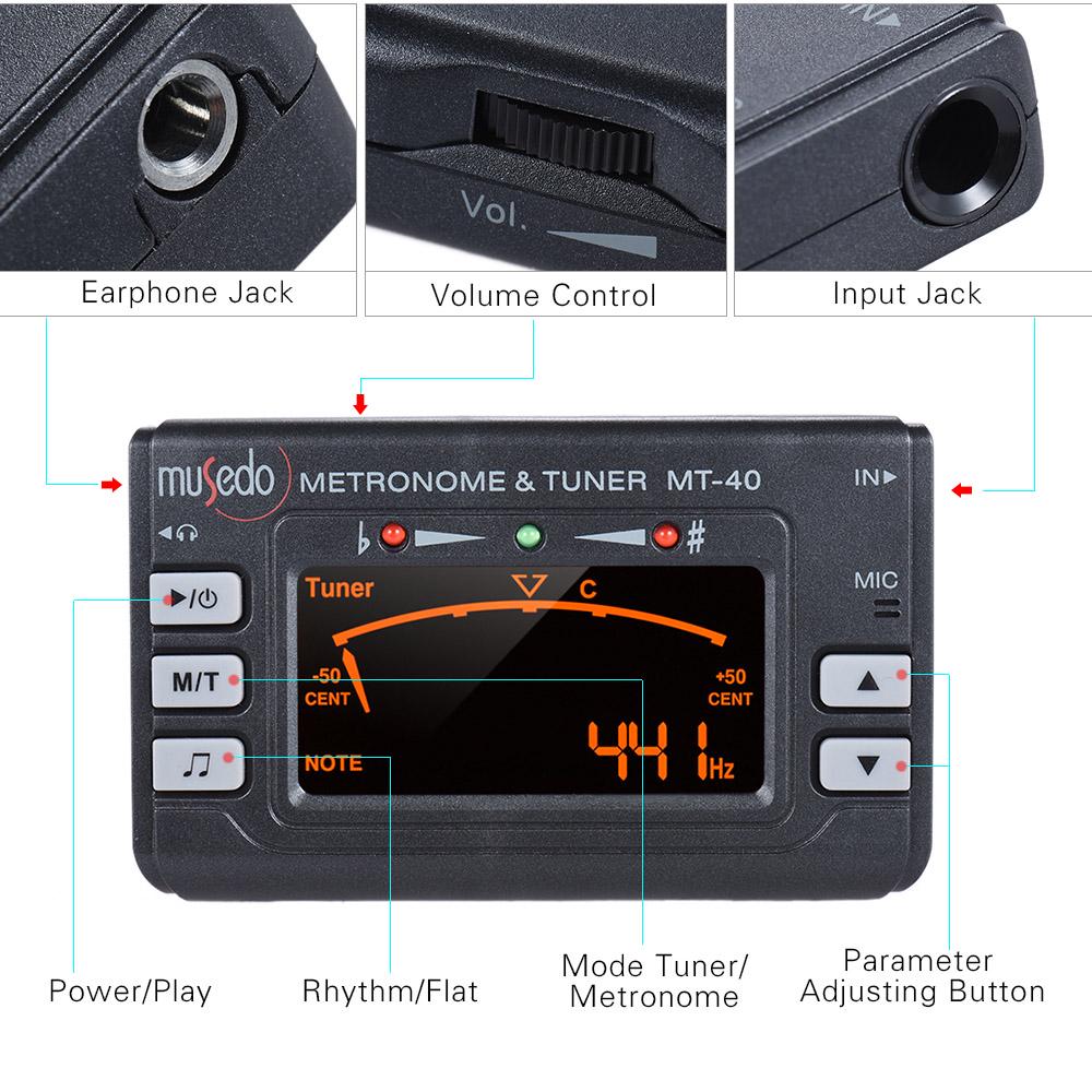 Portable Instrument 3 In 1 Metronome Tuner Tone Generator for Guitar Bass Violin Ukelele Chromatic Clear LCD Display