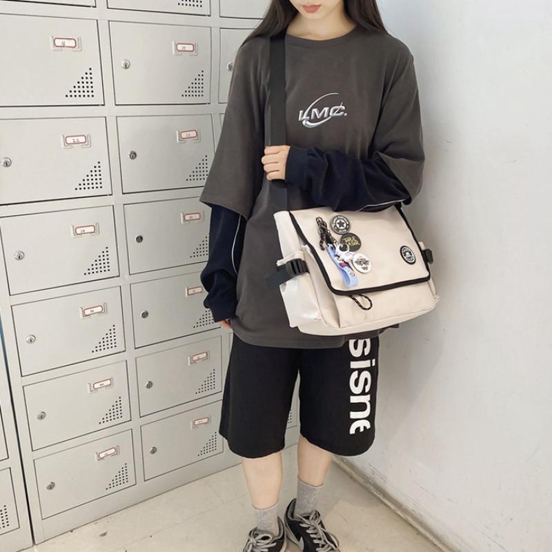 Trendige Nylon-Crossbody-Tasche für Herren, große Kapazität, japanischer Stil, Messenger Bag, lässige Schultertasche im Harajuku-Stil, Sac Bags