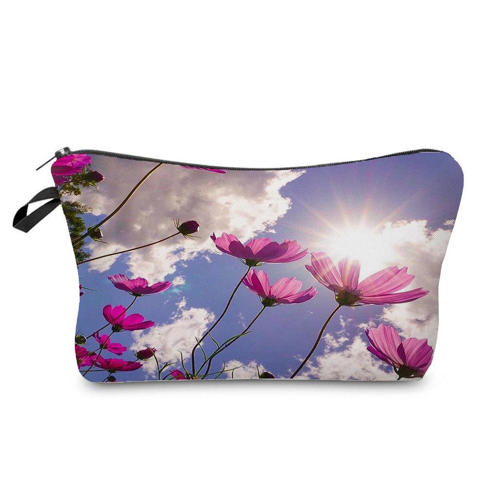 Damen Blumenmuster Kosmetiktasche Toilettenartikel Organizer Reiseaufbewahrungskoffer 6757