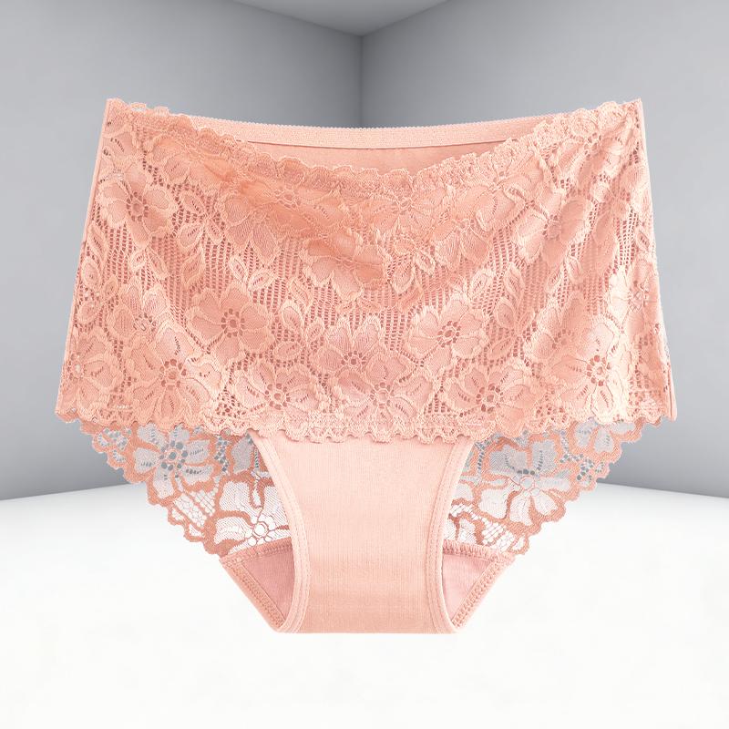 1 Pezzo Donna Lusso Ricamo Floreale Sexy Pizzo Mutandine Vita Alta Elastico Biancheria Intima Donna Traspirante Pizzo Patchwork Lingerie Nuovo