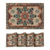 Snowflakes Floral Ethnic Boho Christmas Placemats Set of 4, Washable Heat Resistant Non-Slip Plastic PVC Place Mats