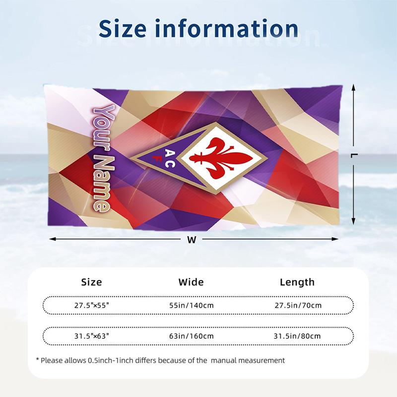 Beach Towel Fiorentina FC Print Custom Name Text Soft Towel for Swimming Pool