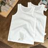 Unisex Japanese Pure Cotton Children's Sleeveless Vest - Solid Color Mesh Base Layer