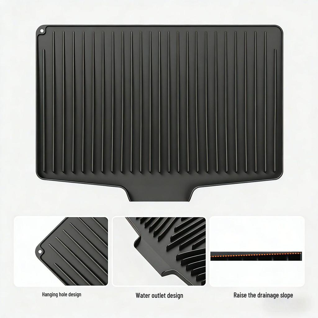 Silicone Kitchen Countertop Drying Mat & Heat-Resistant Drainage Board