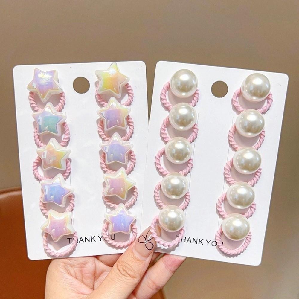 10pcs Star Heart Love Heart Star Hair Ties Headwear Kids Hair Ropes Cute Elastic Rubber Band  Baby