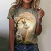 T-shirt Estive per Bambina con Stampa 3D di Coniglio T-shirt per Bambini Top Casual a Manica Corta Pullover alla Moda con Girocollo Abbigliamento per Ragazze
