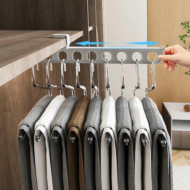 Retractable Wardrobe Rail Clothes Hanger Towel Coat Rack Closet Cabinet Storage Organizer Pull Out Hanging Closet Organizer Rack