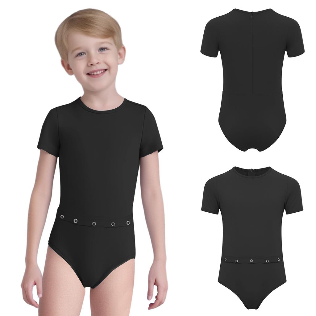 Speciella behov Romper för Barn Pojkar Flickor Bakre Osynlig Dragkedja Anti-Strips Rund Hals Kortärmad Body med Röråtkomst för Medicinsk Vård