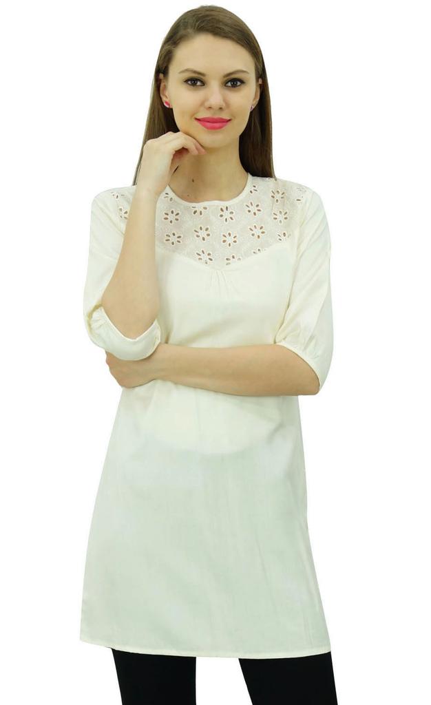 Bimba Women's Summer Short Tunic 3 4 Sleeves Top Kurti Designer Casual