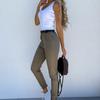 Women Bodycon Pants Solid Color Pockets Spring Autumn All Match Ankle Tied Cropped Pants for Daily Wear