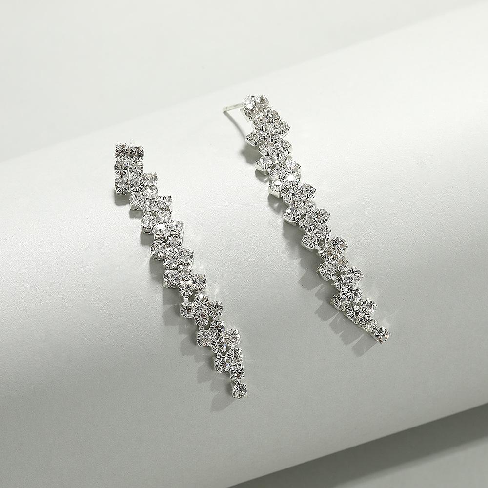 Diamond - Like Sparkling Creative Splicing Rhombus Necklace and Earrings Set Minimalist Everyday Party Gift