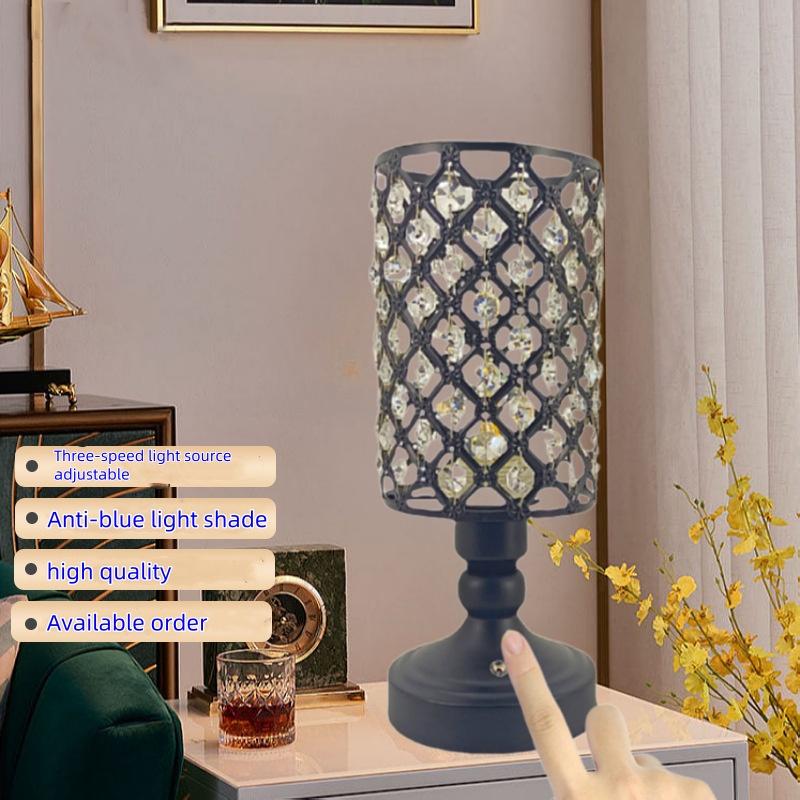 LED Modern simple decoration bedside lamp light luxury wrought iron table lamp touch dimming bedroom night light