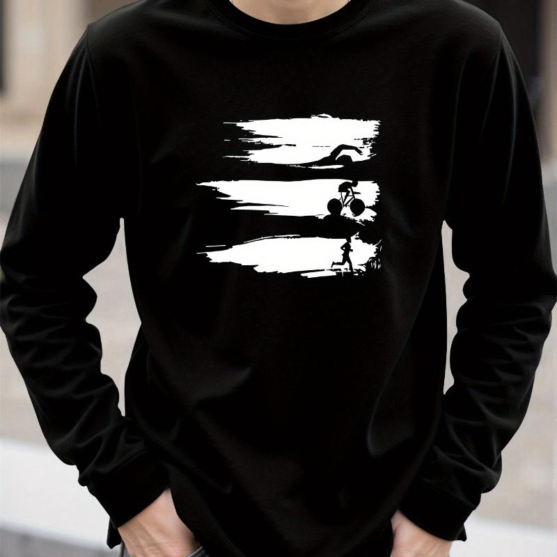 Printed Long Sleeve T-Shirt, Casual Loose Fit, Street Style & Friend Meetups S