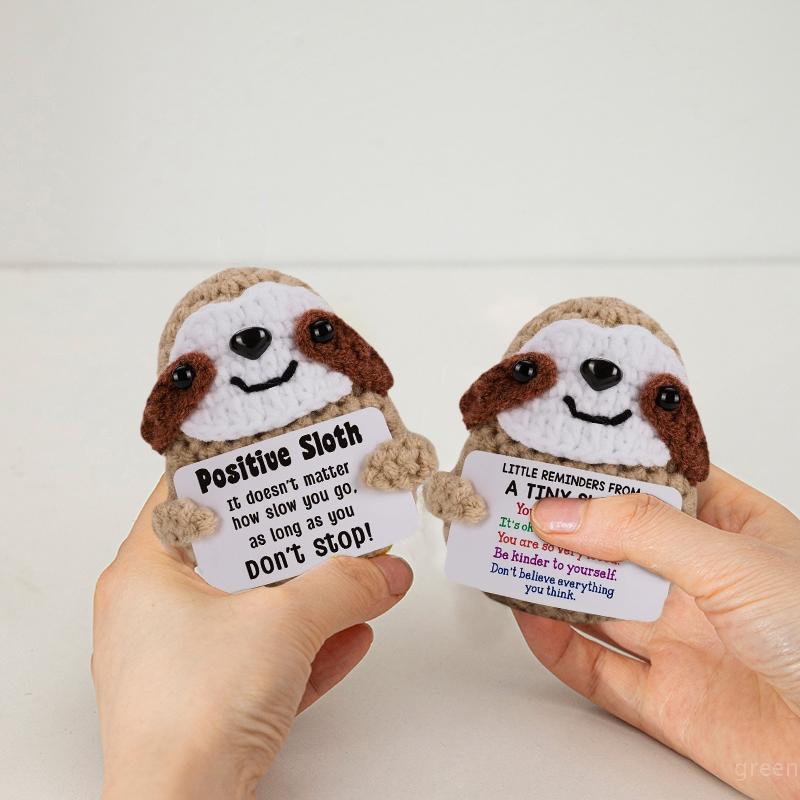 Handmade Crochet Miniature Ball Game Positive Encourage Energy Card Emotional Ornament Car Decorations Wovening Finished Product