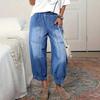 High Waist Wide Leg Jeans Street Style Loose Fit Elastic Waistband Lengthening Effect Comfortable Casual Denim Pants