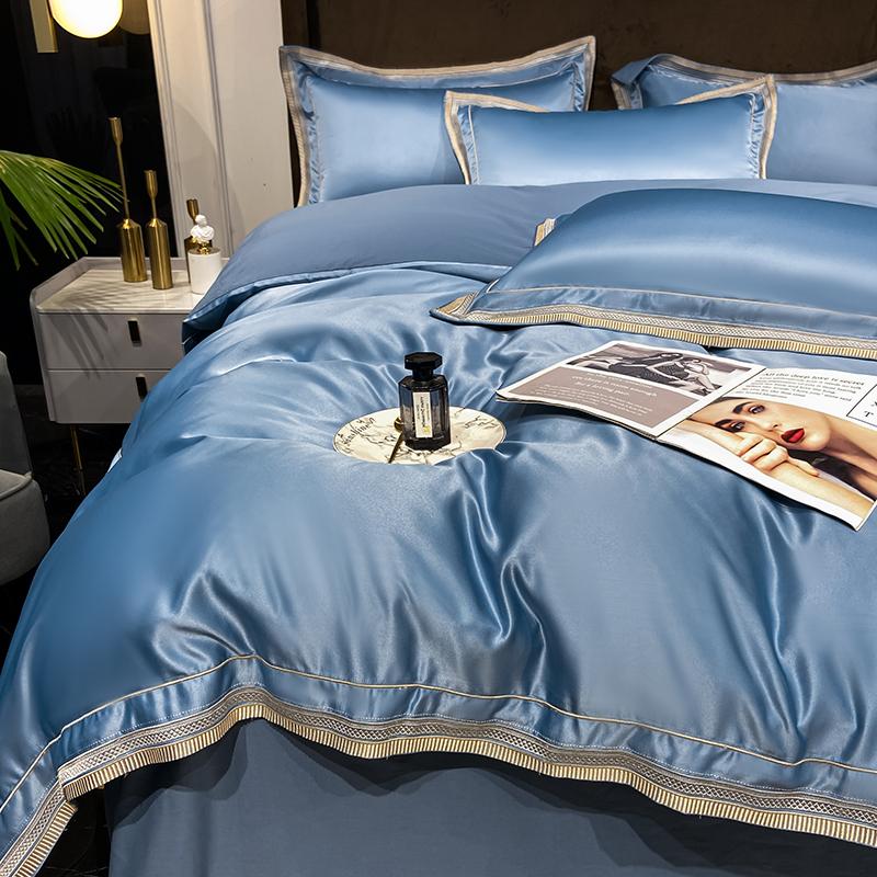 

Роскошная вышивка Кинг-сайз 600 ТК Египетский хлопок Мягкий Гладкий Пододеяльник Наволочки Комплект Простынь На резинке Гостиничный Постельный Комплект Fitted Bed Sheet&Queen 200x230cm 4pcs