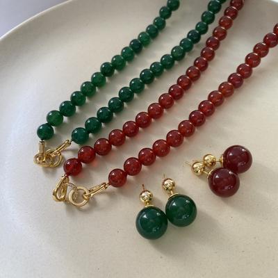 Akik Boncuklu Yüksek Kaliteli Zarif Oryantal Cazibe Çin Tarzı Kontrast Renkli Tokalı Kolye Kazak Zinciri Boyun Zinciri