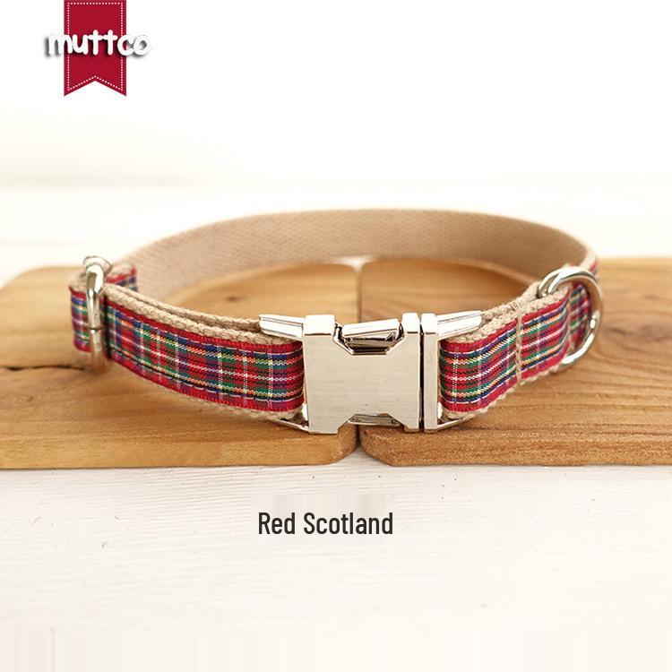 Personalized Red Plaid Small Dog Collar and Necklace XS