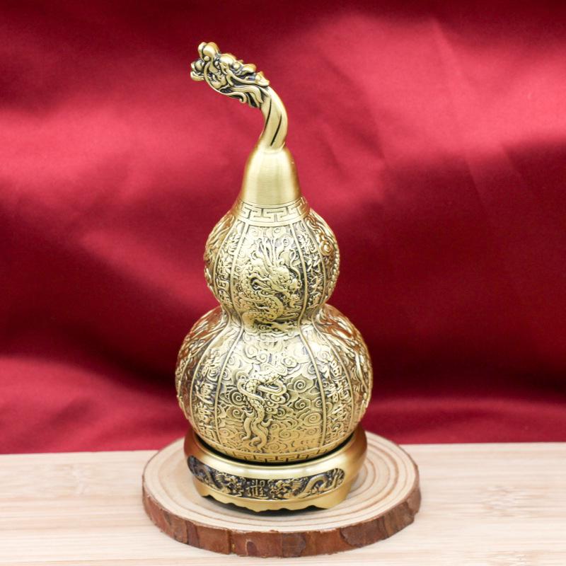 Brass Five Dragon Spinning Gourd Ornament for Home or Office Decor