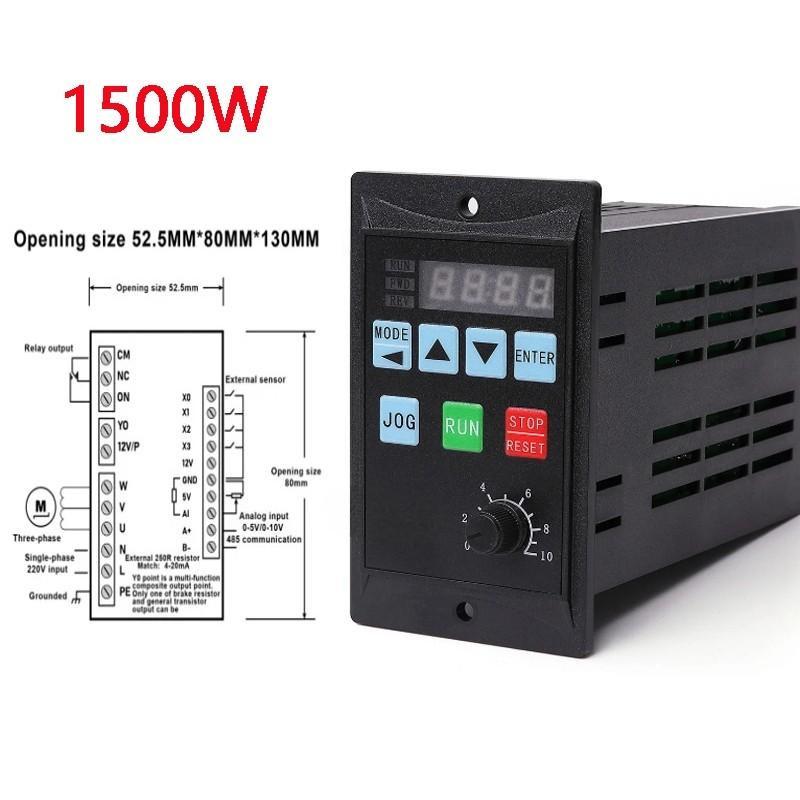 Driver Miniature Frequency Converter MCU Single Phase Input Simple Frequency Converter VFD 750W/1500W RS485 Three-Phase Motor