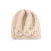 100% Pure Cashmere Women'S Thick Twisted Flower Knitted Hat Autumn And Winter New Item Solid Color Jacquard Ear Protection Hood