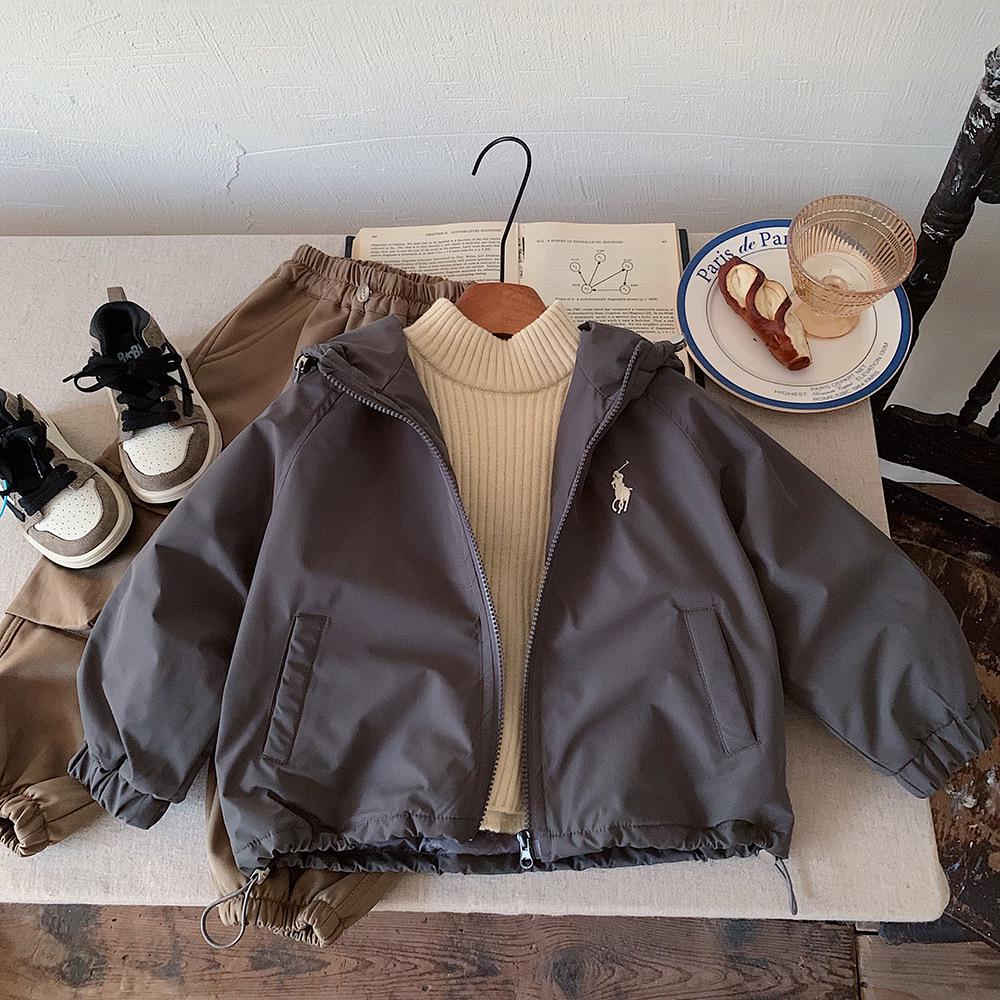 

Зимова бавовняна куртка Kino для хлопчиків, захист від трьох факторів: Дитячий потовщений капюшоновий пальто в корейському стилі. 130 cm сірий колір