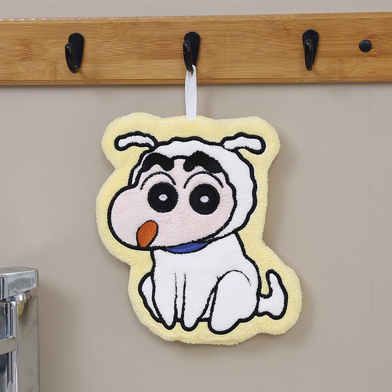 Crayon Shin-chan Wall-Mounted Coral Fleece Kids Towel - Quick Dry, Soft, and Absorbent. 20x23 cm