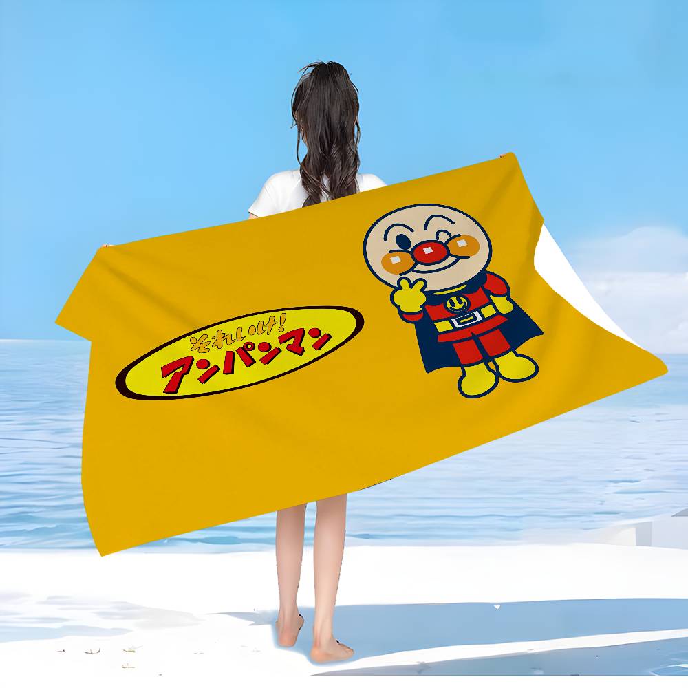 A-Anpanman Anime Microfiber Printed Beach Towel Mountain Climbing Yoga Beach Swimming Running Absorbent Soft Towel