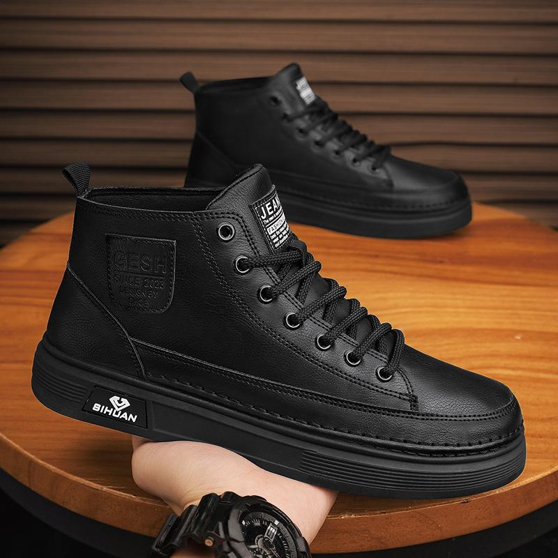 2025 Winter New Sports Shoes with Cotton Men's Shoes High-top Board Shoes with Fleece To Keep Warm and Thick Soles To Increase Height Casual Shoes