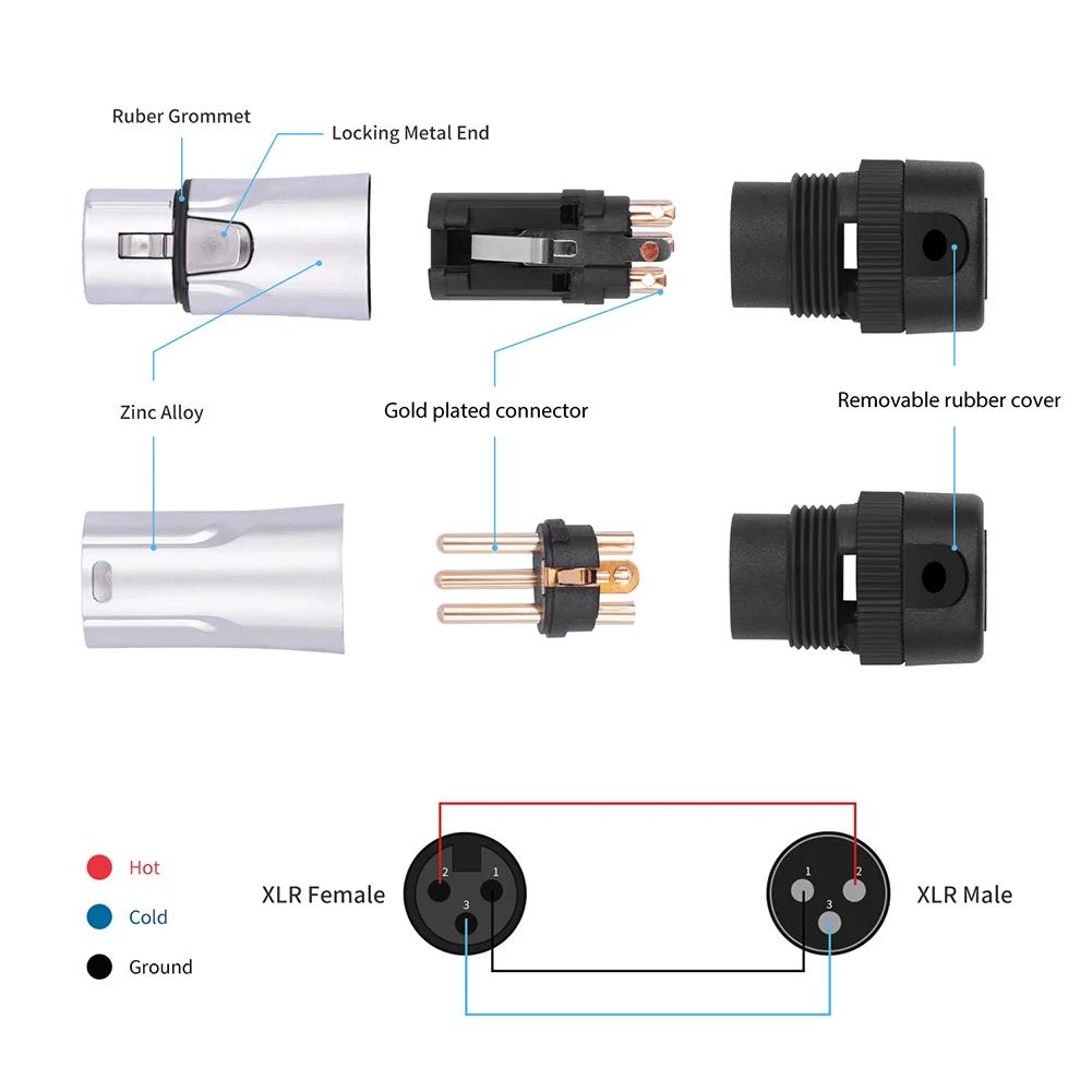 Male/Female Compact XLR Microphone Solder Adapter Adjustable 90° Right Angle 3Pin XLR Solder Connector 3 PIN XLR Ends