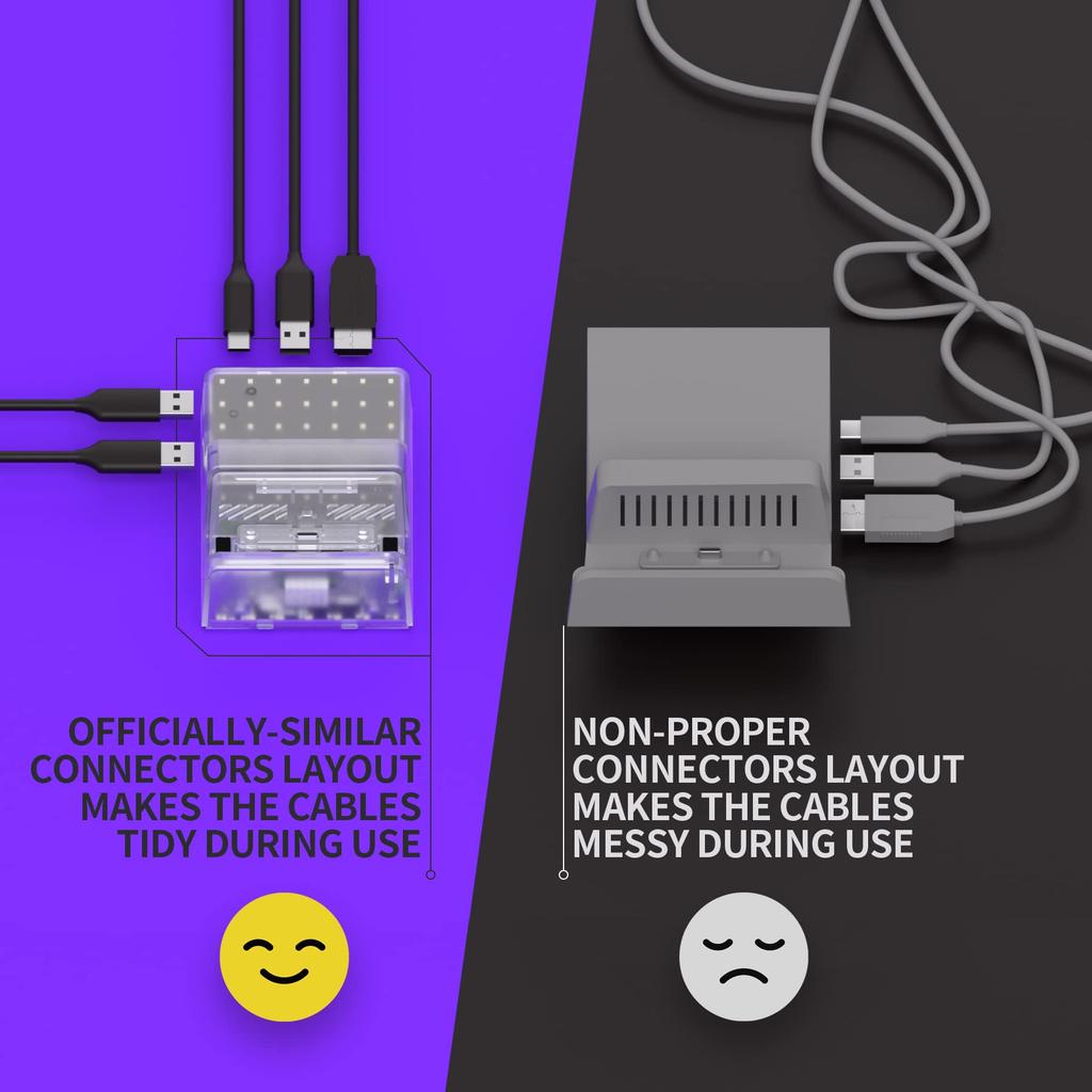 Not the Charging Dock Itself eXtremeRate Replacement Shell AiryDocky DIY Kit LED Version Compatible with Nintendo Switch Switch OLED Model Compatible